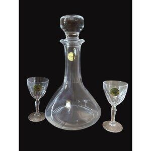 Cristal DArques France Clear Crystal Decanter & Glass Set In Gift Box